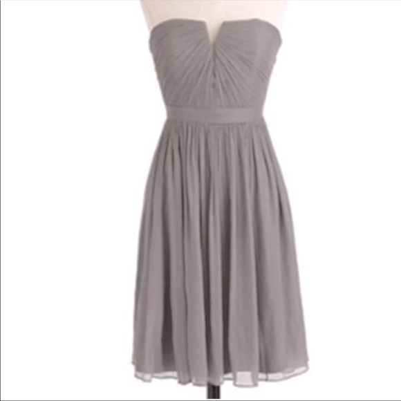 J. Crew Dresses & Skirts - J Crew “Nadia” Strapless Gray Silk Chiffon Dress